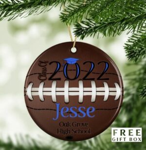 Personalized Football Christmas Ornament, Football Gift